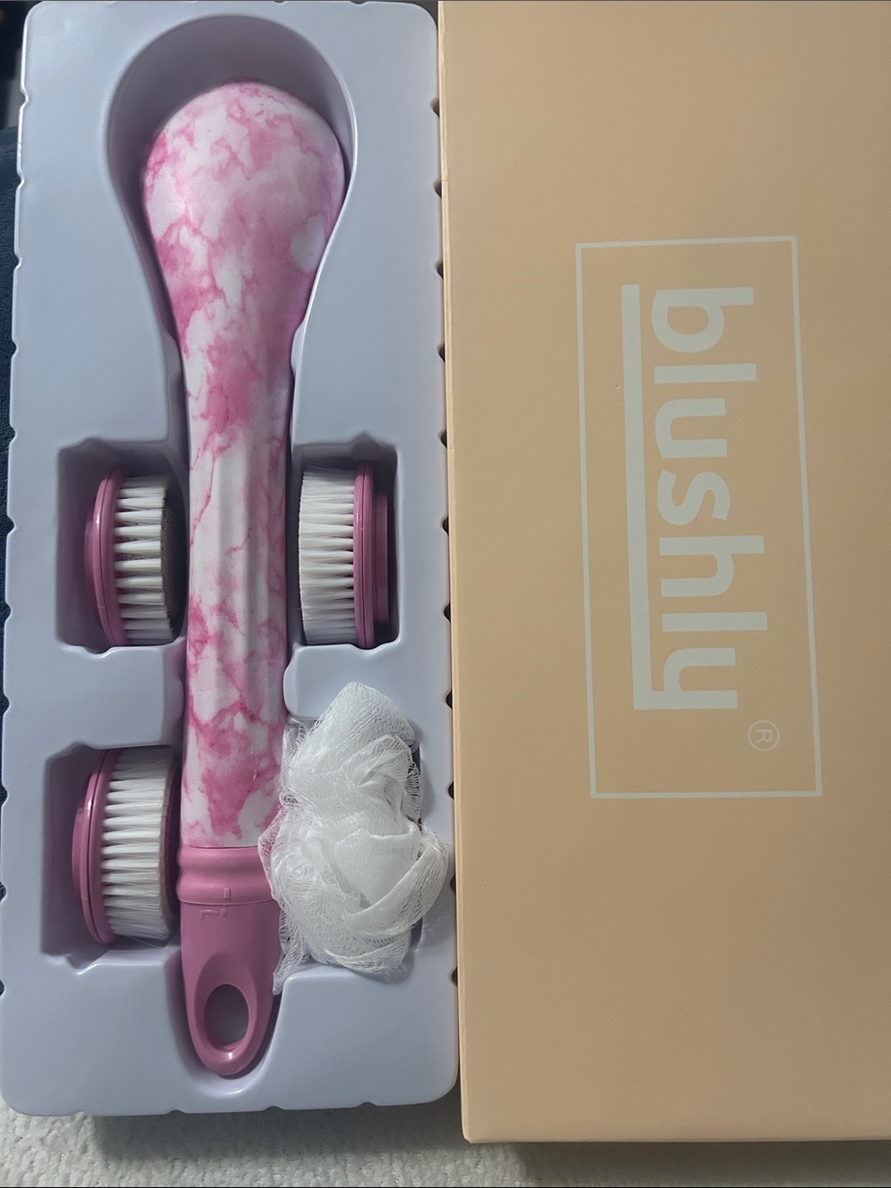 Blushly Cleansing & Exfoliating Marble Body Brush w/ Heads
